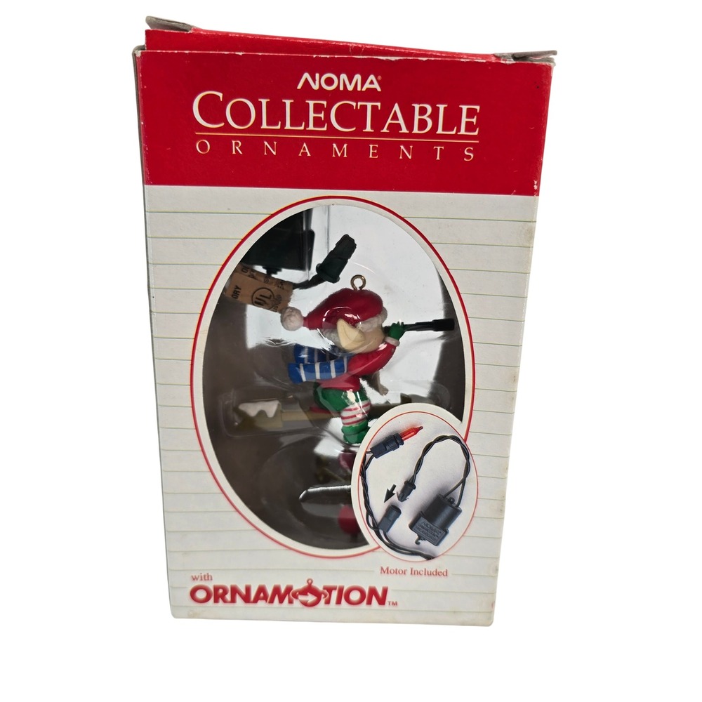 Vintage 1989 Noma Ornamotion Elf on Weather Vane Rotating Ornament 2322